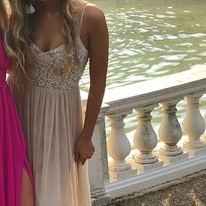 Anthropologie elegant beige dress